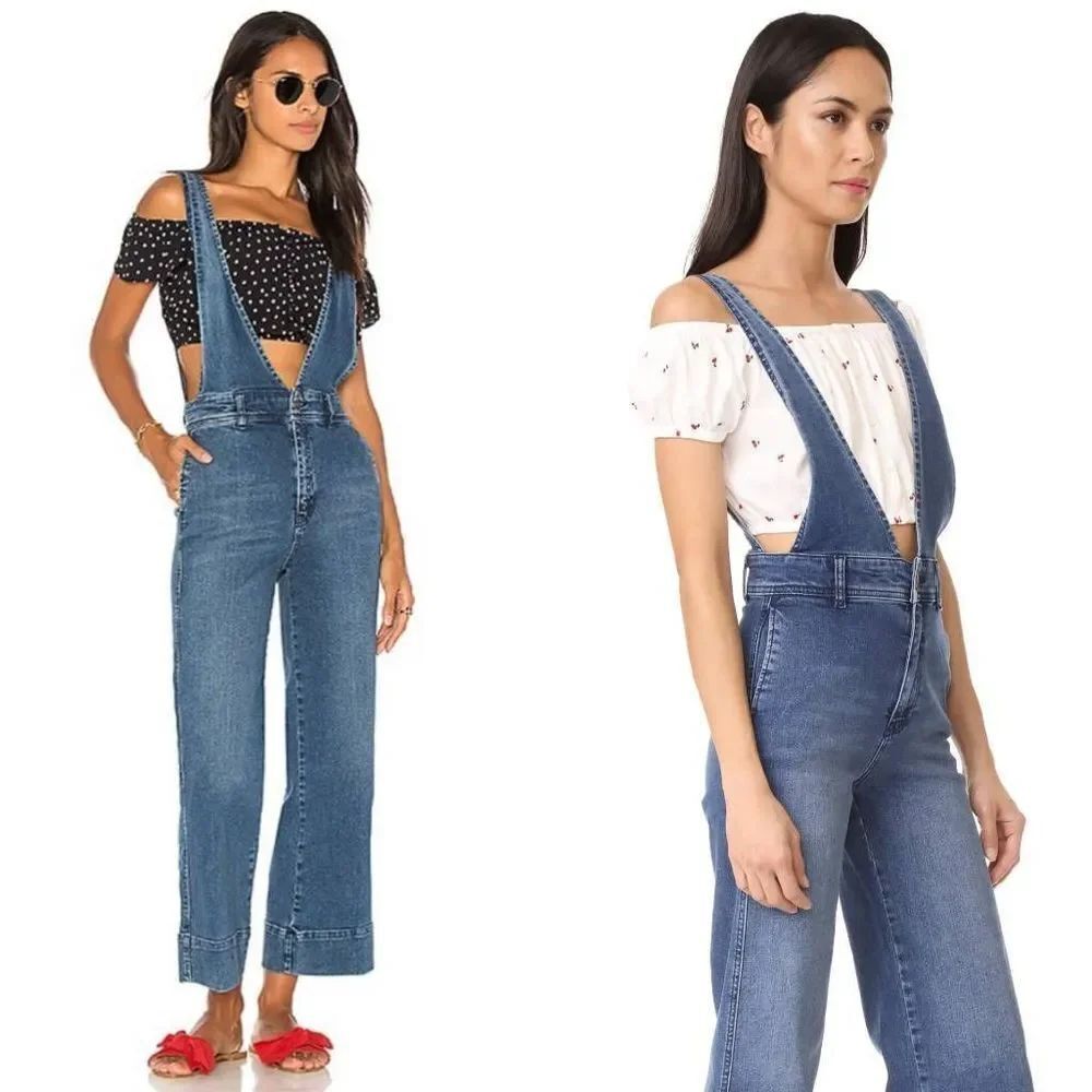 NWOT Free people A Line Overall in Blue Sz 4